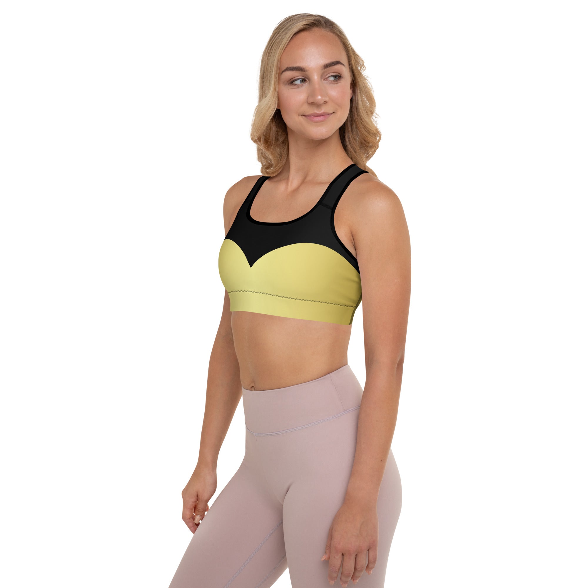 Black & Gold Shine Color Block Sports Bra
